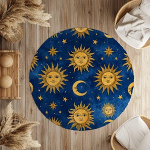 Whimsigoth sun and moon Rug Decor, 90s Celestial Decor, Crescent Moon, Whimsigoth, Home Decor, Vintage Style. witch decor, vintage style