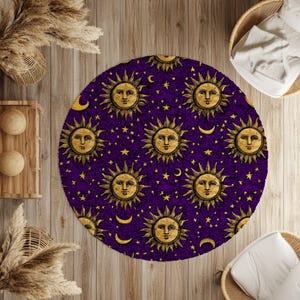 Whimsigoth sun and moon Rug Decor, 90s Celestial Decor, Crescent Moon, Whimsigoth, Home Decor, Vintage Style. witch decor, vintage style