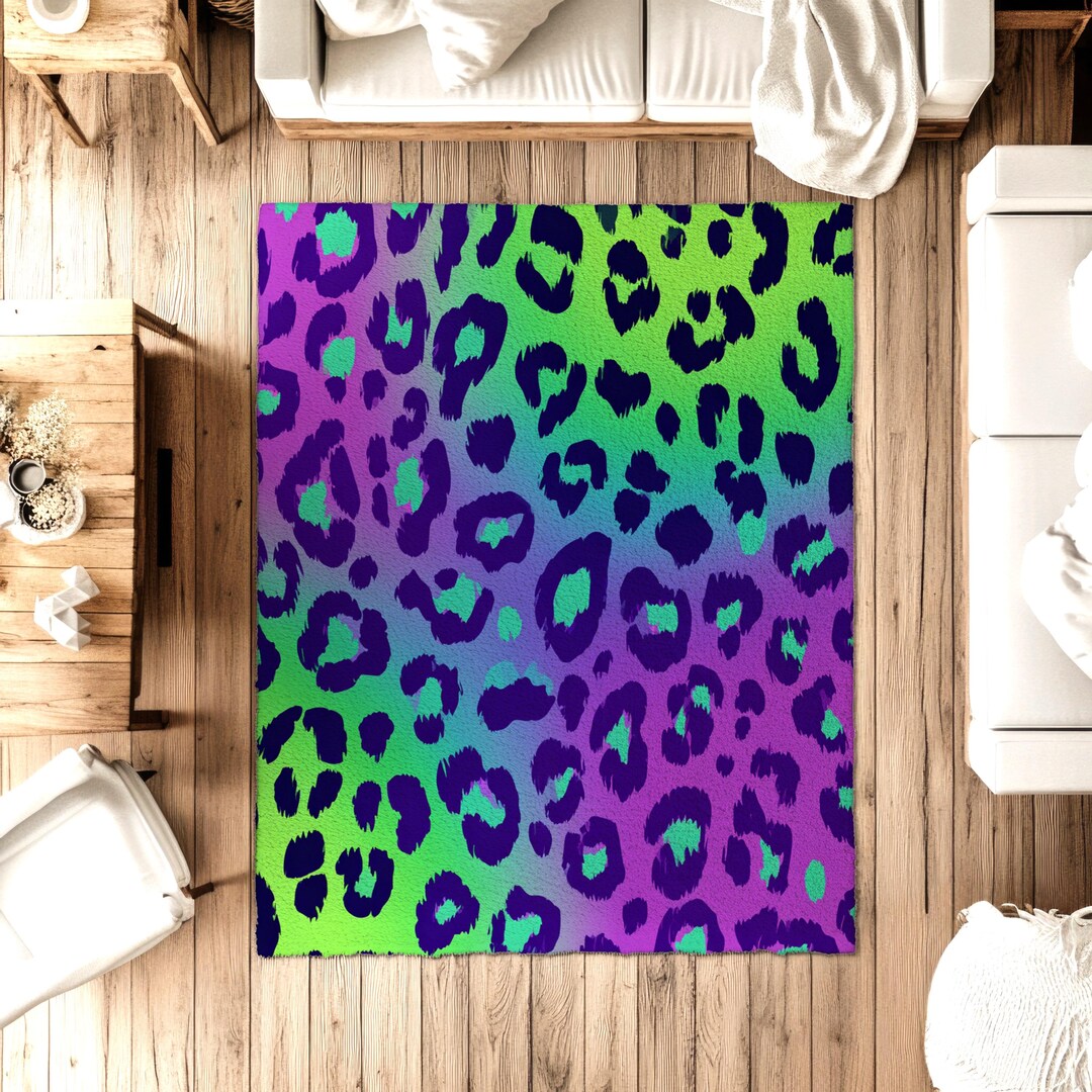 Gradient Leopard Print Y2k Rug Decor,y2k Aesthetic Rug, Nostalgic 2000s ...