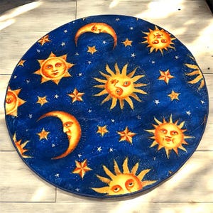 Whimsigoth sun and moon Rug Decor, 90s Celestial Decor, Crescent Moon, Whimsigoth, Home Decor, Vintage Style. witch decor, vintage style
