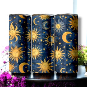 Whimsigoth sun and moon Tumbler Decor, 90s Celestial Decor, Crescent Moon, Whimsigoth, Home Decor, Vintage Style. witch decor, vintage style