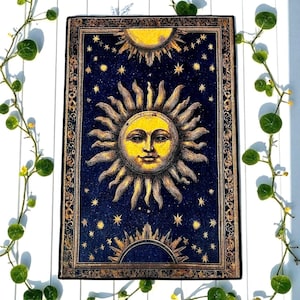 Whimsigoth sun and moon Rug Decor, 90s Celestial Decor, Crescent Moon, Whimsigoth, Home Decor, Vintage Style. witch decor, vintage style