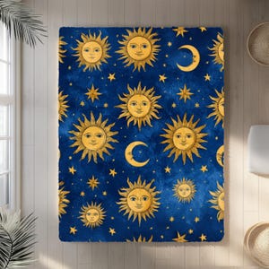 Whimsigoth sun and moon Rug Decor, 90s Celestial Decor, Crescent Moon, Whimsigoth, Home Decor, Vintage Style. witch decor, vintage style
