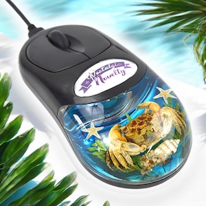 Crab Aqua Mouse (FAKE Pvc) AQUA mouse for Computer - USB, Y2K, Frutiger Aero, Nostalgia Novelty (Wired), liquid mouse, resin, Vaporwave