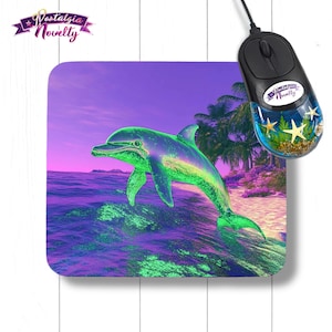 Dolphin vaporwave frutiger aero y2k Aqua MOUSE PAD for Computer - Y2K, Frutiger Aero, ocean, tropical gift, dolphin decor, cyber core gift
