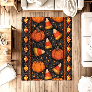 Y2K Style Halloween Festive Holiday Pumpkin Rug, Halloween Decor, Vintage Halloween, 90s Halloween, Horror Decor, Pumpkin Rug, Spooky Rug