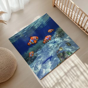 Frutiger Aero rug, fish rug, frutiger aqua decor, ocean y2k 2000s cyber core rug Decor, aquarium, Home Decor, gaming room, tropical decor
