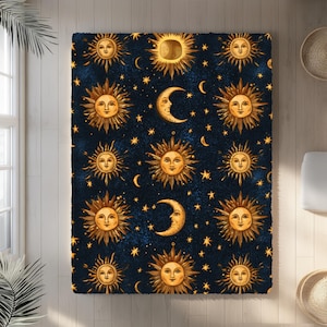 Whimsigoth sun and moon Rug Decor, 90s Celestial Decor, Crescent Moon, Whimsigoth, Home Decor, Vintage Style. witch decor, vintage style