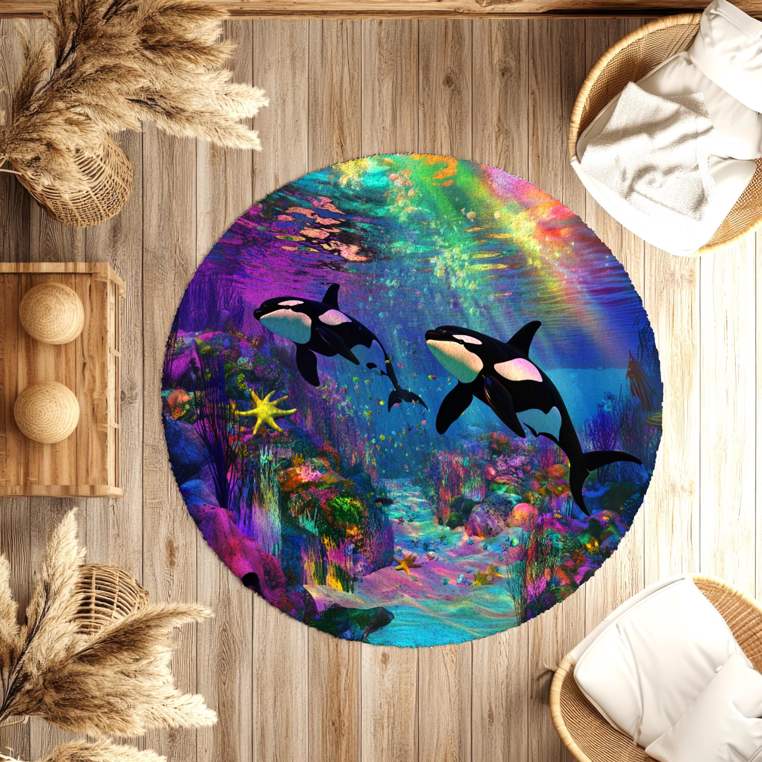 Rainbow Orca Whale Rug, Rainbow Home Deco - Etsy Israel