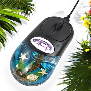 Ocean Aqua Mouse for Computer - USB, Y2K, Frutiger Aero, Nostalgia Novelty (Wired), liquid mouse, resin, Vaporwave, (FAKE Pvc material)