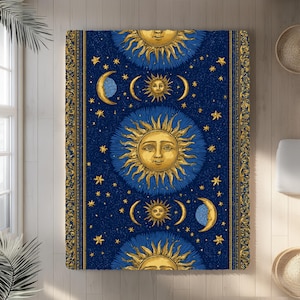 Whimsigoth sun and moon Rug Decor, 90s Celestial Decor, Crescent Moon, Whimsigoth, Home Decor, Vintage Style. witch decor, vintage style