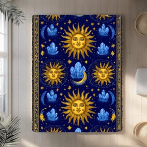 Whimsigoth sun and moon Rug Decor, 90s Celestial Decor, Crescent Moon, Whimsigoth, Home Decor, Vintage Style. witch decor, vintage style