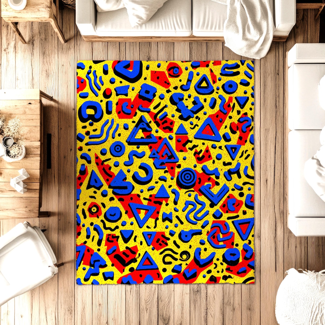 Retro Arcade Rug: 80's 90's Style Geometric Area Rug - Etsy
