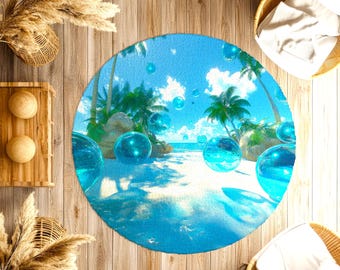 Alfombra Frutiger Aero Y2K: Decoración playera, tropical y oceánica