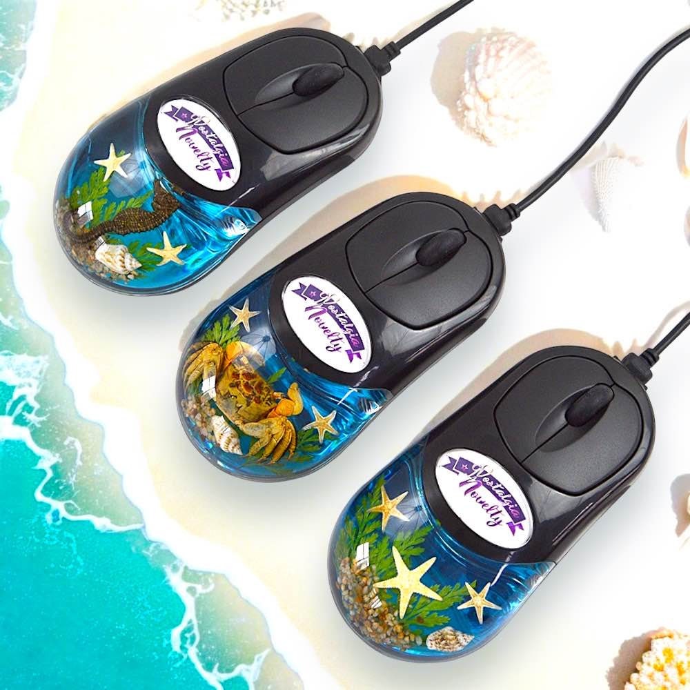 Ocean Aqua Mouse for Computer - USB, Y2K, Frutiger Aero, Nostalgia Novelty (Wired), beach gift, aquarium, Vaporwave, tropical, gaming mouse