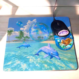 Tropisches Steamwave Frutiger Aero y2k MOUSEPAD für Computer - USB, Y2K, Frutiger Aero, Ozean, Aquarium Geschenk, Delfin Geschenk, Neuheit, Meer