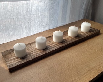 Reclaimed Wood Candle Holder for 5 Votive Candles or Tealights, Coffee Table Decor, Recycled Pallet Wood, Votive Candle Holder
