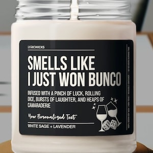 Gift for Bunco Winner Personalized Gift for Bunco Friends Funny Bunco Party Gift for her Bunco Group Gift Bunco candle gift Bunco prizes
