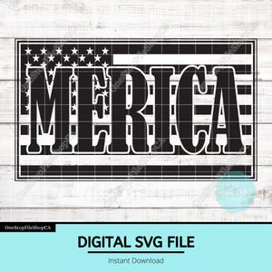 Merica SVG | American Flag Hat Design | Laser Engraving File | Leather Hat Patch File | USA Patriotic | Laser Ready Leather Hat Patch SVG