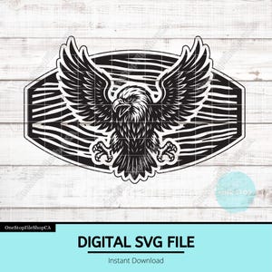 Freedom Eagle SVG | Spread Wing Bald Eagle Silhouette | Patriotic Hat Patch | Laser Ready Hat Patch File | Rustic Wood Grain Texture