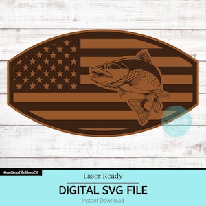 Parche para sombrero de pescador americano / Parches de cuero para sombreros / Sombrero de pescador SVG / Bandera estadounidense / Patriótico / Descarga instantánea - Archivo SVG / Listo para láser