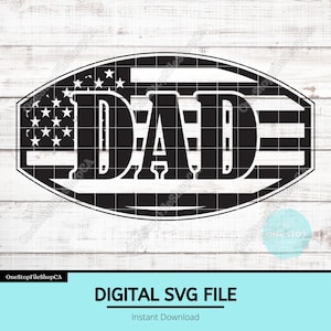 Papà sulla bandiera americana SVG / Design per toppa patriottica per cappello / File per toppa in pelle / Grafica papà USA / Pronto per incisione laser / File di taglio per la festa del papà