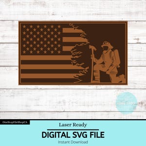 Archivo de parche de cuero para sombrero de bombero con bandera de EE. UU. / Sombreros con parche de cuero / Archivo de sombrero patriótico de EE. UU. / Descarga instantánea - Archivo SVG / Listo para láser