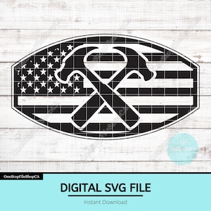 USA Flag with Crossed Hammers Leather Hat Patch File | Leather Patch Hats | USA Hat File | Instant Download - SVG File | Laser Ready