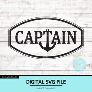 Kapitän SVG | Nautische Oval Silhouette | Anker Schriftzug Emblem | Laserfertige Hut-Patch-Datei | Maritime Bootfahren Gravur Design