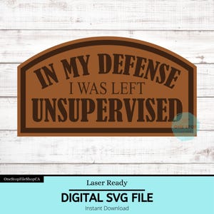 Ter verdediging: ik werd zonder toezicht op de pet achtergelaten | Grappige leren hoeden met patch | Werkgerelateerde hoed | Direct downloaden: SVG-bestand | Gereed voor laser