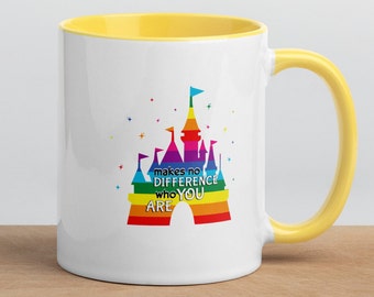 LGBTQ Disney Rainbow Castle Mug with Color Inside