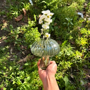 Glass Mushroom Bud Vase, Floral Home Decor, Mushroom Decor, Creative Flower Vase, Plant Lover Gift, Small Mushroom Vase, Housewarming Gift