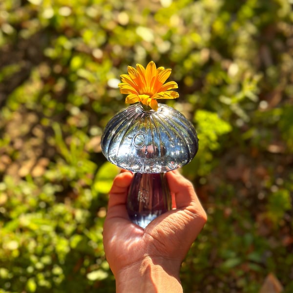 Vase en verre pour boutons de champignons, décoration florale pour la maison, décoration de champignons, vase à fleurs créatif, cadeau pour amateur de plantes, petit vase champignon, cadeau de pendaison de crémaillère