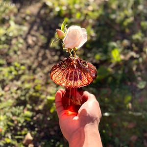 Glass Mushroom Bud Vase, Floral Home Decor, Mushroom Decor, Creative Flower Vase, Plant Lover Gift, Small Mushroom Vase, Housewarming Gift