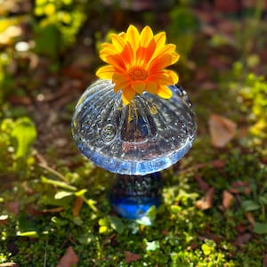 Glass Mushroom Bud Vase, Floral Home Decor, Mushroom Decor, Creative Flower Vase, Plant Lover Gift, Small Mushroom Vase, Housewarming Gift