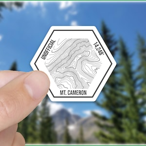 Mt. Cameron - Colorado 14er Sticker with Topo Profile, Rank, & Elevation - Weatherproof Vinyl for Indoor/Outdoor Use
