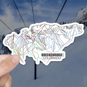 Breckenridge - Colorado - Ski Resort Sticker - Color Coded Runs on Vinyl - Minimalist Trail Map
