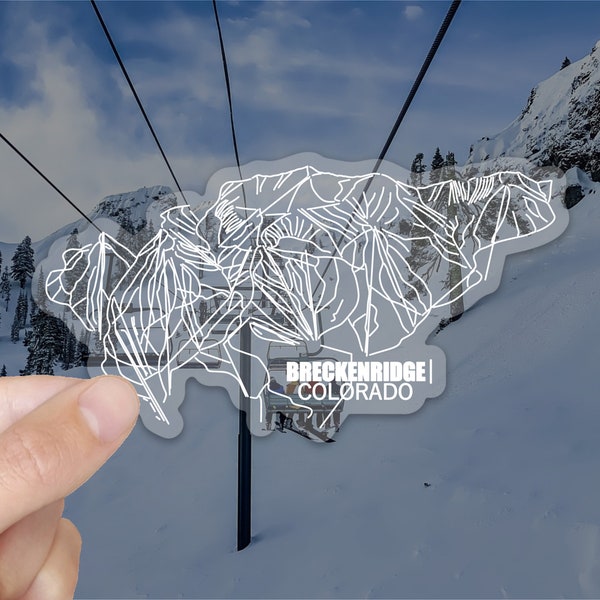 Breckenridge - Colorado - Ski Resort Sticker - 4" Clear Vinyl - Minimalist Trail Map