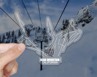 Bear Mountain - California - Ski Resort Sticker - 4" Clear Vinyl - Minimalist Trail Map