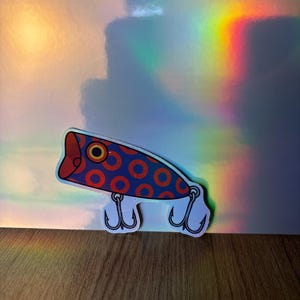 Phish Fischen Popper locken Fishman Mumu Dye Cut Holographische Aufkleber