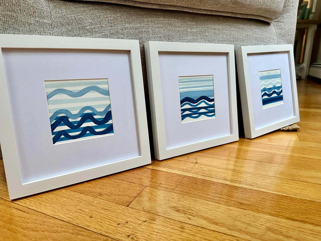 Waves No. 1 Trio - Hand Painted Framed Coastal Wall Art - Etsy