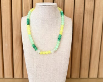 Nantasket Collection Sea Glass Necklace, Green & Yellow Beaded Necklace, Nantasket Beach Jewelry, Coastal Jewelry, Sea Glass Jewelry