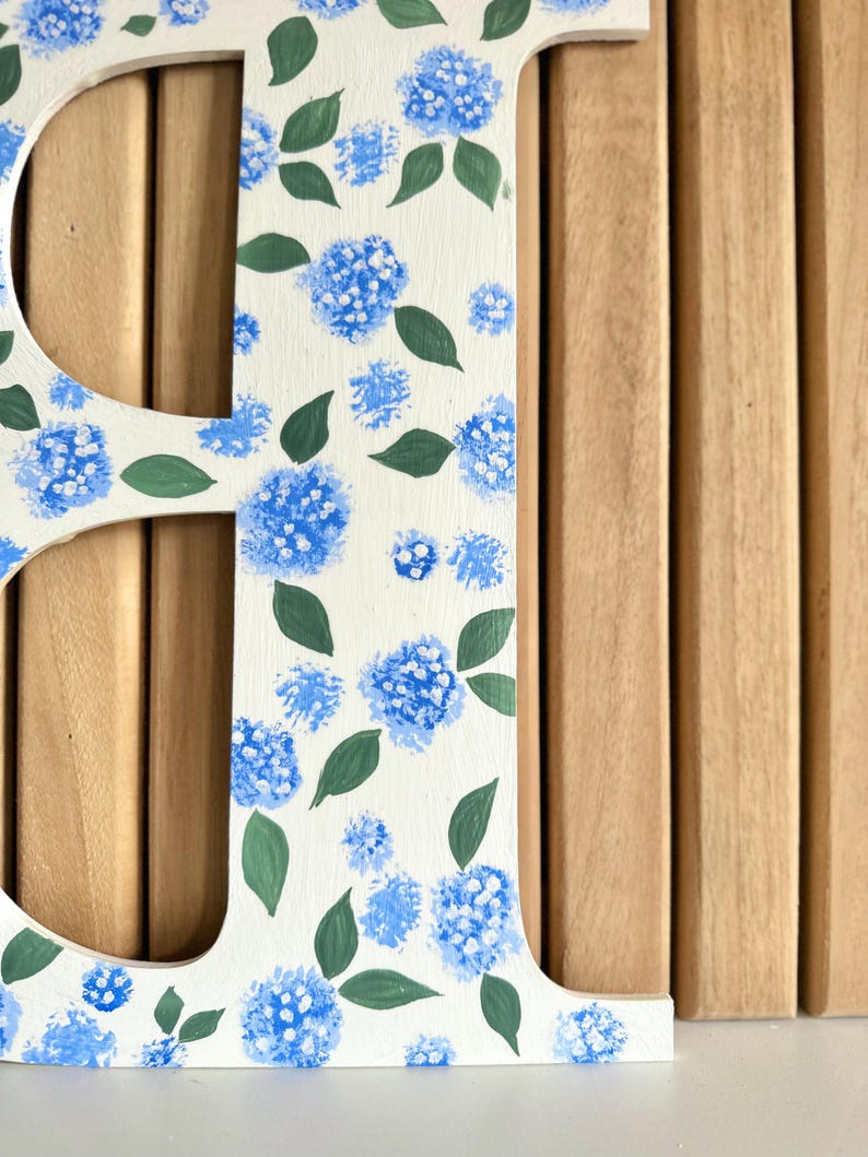 Hand Painted Hydrangea Wood Letters | Large Floral Initial Wall Decor ...