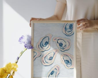 Watercolor Oyster Print: Abstract Coastal Shell Art (Digital Download)