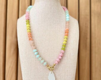 Nantasket Collection Sea Glass Necklace, Pastel Beaded Necklace, Nantasket Beach Jewelry, Sea Glass Jewelry, Coastal Jewelry, Beach Gift