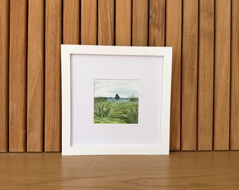 Original Watercolor Coastal Painting: Framed Nautical Nursery Art