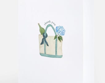 Hydrangea Thank You Cards (Set of 10) – Coastal Notecards with Envelopes – New England Summer Stationery – Beach House Thank You Notes