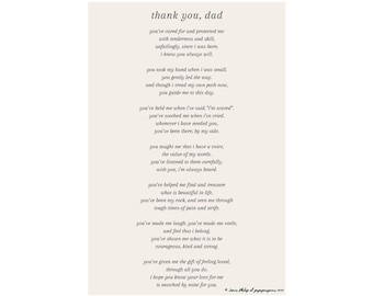 Poema de agradecimiento, papá, regalo para el Día del Padre (descarga digital)