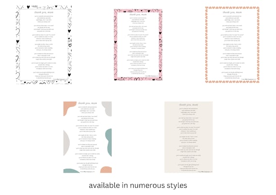 Thank You, Mum/Mom original poem print A4 & A3 (INSTANT digital download) SAND