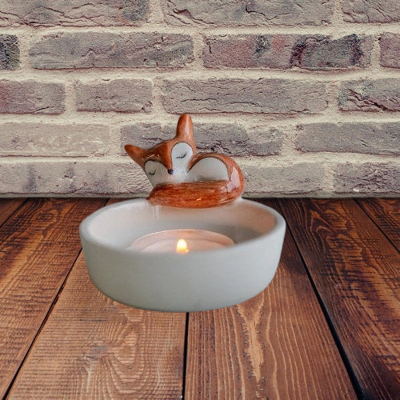 Cute Fox Candle Holder for Desk, Novelty Fox Decor Candle Holder, Artistic Candle Holder with Fox Design, Fox Lover Home Decor image 3